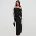 Women's Elegant Slim Mesh See through off Shoulder Dress Solid Color European American Fashion New Summer 2025_ecoleips.com