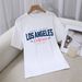 Women's Casual Round Neck Short Sleeve T-Shirt Multi-Color American Style Simple Fashionable Sports Top Solid Loose Printed_ecoleips.com