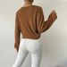 Voya 2026 Spring/Summer New European And American Women's Fashion Loose Casual V-neck Drawstring Waffle Long Sleeve T-shirt_ecoleips.com