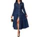 Women’s Clothing Simple And Elegant Cardigan Long Sleeved Long Denim Dress Source_ecoleips.com