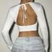 White Backless Women's Top with Metal Details on the Chest European And American Cross Border Style for Women_ecoleips.com
