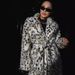 Chic Leopard Print Faux Fur Coat For Women, Long Trench-Style Jacket With Belt, Elegant & Bold Winter Fashion_ecoleips.com