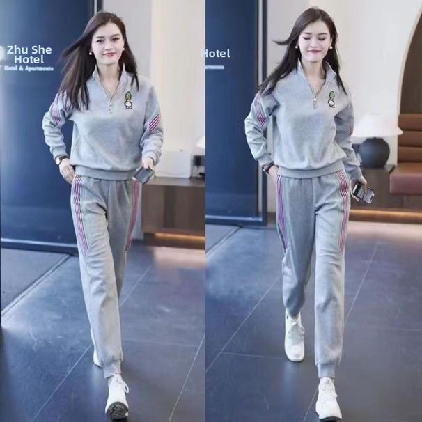 Women's Casual Sportswear Suits Loose Fashionable Trendy Two Piece Set Sweatshirts And Sweatpants Spring Autumn New_ecoleips.com