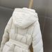 Women's Long Hooded Down Coat With Belt, Knee-Length Thickened Slim Fit Winter Jacket For Fashion & Warmth_ecoleips.com