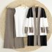 Women's 3-Piece Set Knitted Mid-Length Cardigan Vest And Wide Leg Pants Autumn Clothing European And American Style_ecoleips.com