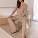 Fall-Winter Women's Knit Set – Straight-Leg Pants & Zip-Front Top_ecoleips.com
