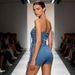 Women's European American Style Denim Jumpsuit Shorts Sexy Backless Strapless Lace Up Bodysuit For Nightclub Clothing_ecoleips.com