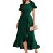 Autumn Women's Ruffled Side Slit Dress Round Neck Elegant Style_ecoleips.com