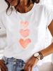 European And American Cross-border Foreign Trade Women's Clothing, Simple Heart-printed Round-neck Short-sleeve T-shirt_ecoleips.com