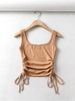 New Arrival Girls Casual Solid Colour Two Side Drawstring Vest Folds Shirring Sexy Tank&Camis_ecoleips.com