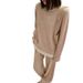 Korean Version Of Casual Fake Two-Piece Autumn Knitted Suit Women's Versatile Sports Top Loose Wide-Leg Two-Piece Set_ecoleips.com