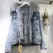 "Korean-Style Denim Jacket With Faux Rabbit Fur Lining – Winter-Ready Fleece-Lined Cotton Coat For Women, Trendy & Warm Short Padded Jacket"_ecoleips.com
