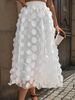 Women's 3D Decorative Patches Mesh Panels Lined Midi Skirt Casual A-Line_ecoleips.com