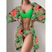 Women's 3-Piece Bikini Set - Sexy High-Cut Swimwear With Cover-Up Skirt (Sunflower, Violet, Yellow, Black, Green)_ecoleips.com