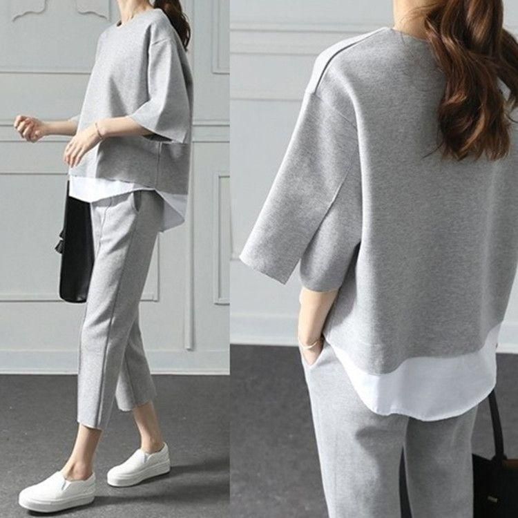 Women's Clothing Two Piece Suit For Women Summer New Style Women's Clothing Split Top + Cropped Pants Casual Fashion Suit For Women_ecoleips.com