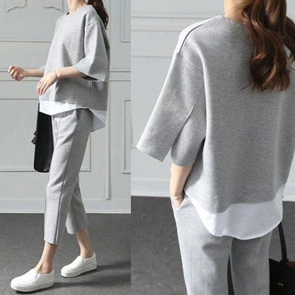 Women's Clothing Two Piece Suit For Women Summer New Style Women's Clothing Split Top + Cropped Pants Casual Fashion Suit For Women_ecoleips.com