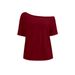 Y2k Fashion Asymmetric Off-Shoulder Tops For Women, Loose Fit Slouchy Short Sleeve Tops, Soft Brushed Milk Silk Blend, Casual Daily Wear T-Shirt_ecoleips.com