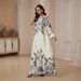 Women's Rhinestone Beaded Print Long Robe Dress For Muslim Fashion Relaxed Everyday Wear Comfortable Feshion_ecoleips.com