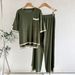 Women's Spring Summer Fashion Knitted Two Piece Set Short Sleeved Casual Temperament Foreign Trade Pants Set for Women_ecoleips.com