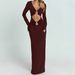 Fashion Elegant Women Long Dress Hollow Out Slim Fitted Long Sleeve Casual Daily Formal Party Long Dress For Female 2024 New Arrival_ecoleips.com