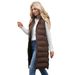 Women's Long Sleeveless Hooded Vest With Zip Front, Quilted Padded Jacket For Winter, Casual Outerwear In Solid Colors_ecoleips.com