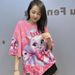 Women's Clothing Round Neck Short Sleeved T Shirt Women's Summer Printed Cat Casual Fashion Beaded Half Sleeved Large Size Top_ecoleips.com