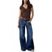 Women's Slimming Stretch Wide Leg Jeans Loose Fitting Straight Leg Denim for Casual Comfortable Wear_ecoleips.com