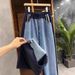 Women’s Clothing Brand High Street Heavy Stitching Elastic Waist Raw Edge Denim Sweatpants Women Autumn 2024 New Casual Wide Leg Pants_ecoleips.com