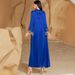 Blue Laser Gradient Abaya Dress With Tassel Details - Elegant Long Islamic Robe_ecoleips.com