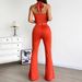 AD397 European American Style 2025 Summer New Fashion Sexy Ruched Halter Neck Waist-cinching Tank Top And Long Pants Set_ecoleips.com