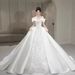 Plus Size Satin Wedding Dress Off The Shoulder Heavy Duty French Style High End Texture Luxurious Main Wedding Dress For Petite Women_ecoleips.com