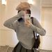 girl Embroidered Cable Knit For Women, Autumn And Winter Korean 2025 New Chic Lazy Style Loose Pullover Long Sleeve Sweater_ecoleips.com
