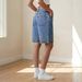 Women's Stretch Denim Bermuda Shorts - Mid Rise, Relaxed Fit, Vintage Style, Comfortable & Breathable For Summer_ecoleips.com