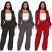 YNS Urban Casual Two-Piece Set - Zip-Up Jacket With Straight-Leg Pants, Stylish Workwear Pocket Design For Men & Women (Black/Gray/Red)_ecoleips.com