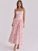 Mozision Summer Women Floral Print Sexy Maxi Dress Women Elegant Square Neck Spaghetti Strap Sleeveless Backless Club Long Dress_ecoleips.com