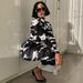 Women's Elegant Floral Print Mock Neck Long Sleeve Bodycon Midi Dress – Slimming Fall Gown 2026_ecoleips.com