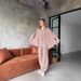Women's Clothing Fashion Casual Suit Bat Sleeve Loose Shirt Trousers Two Piece Suit_ecoleips.com