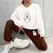 Women's Clothing Fashionable Crew Neck Sweatshirt Loose Fitting Autumn Winter Top Women's Casual Halloween Print Set_ecoleips.com