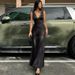 European And American Women's Clothing 2025 Winter New Fashion Sexy Lace Trim Deep V Neck Slim Fit Backless Dress_ecoleips.com