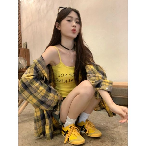 Autumn Plaid Shirt Women's Korean Style Loose Fashion Loose And Slimming All-Matching Cardigan Jacket Women's Clothing S_ecoleips.com
