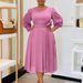 D3326 New European And American Spring Fashion Elegant Solid Color A-line Plus Size Cross-border Dress_ecoleips.com