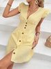 New Fashion Women's Summer Temperament Striped Printed V-Neck Feifei Sleeve Dress_ecoleips.com