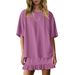 Women's Short Sleeve T-Shirt And Shorts Set Summer Casual Comfort Round Neck Two Piece Outfit Soft Breathable Fabric_ecoleips.com