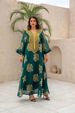 Muslim Robe Embroidered Ostrich Hair Gold Lace Evening Dress_ecoleips.com