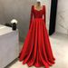 Women's Elegant Plus Size Evening Ball Dress V Neck Long Sleeve With Side Slit Regular Thickness For Summer Spring/Autumn_ecoleips.com