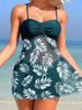 Women's Conservative Mesh Printed Tankini Swimsuit Split Skirt Style Regular Fit Swimwear_ecoleips.com