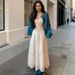 Women's French White Midi Dress – New Korean Style Elegant Flowy Gown For Spring Fall_ecoleips.com