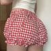 2025s 2025 Summer Women's Fashion Ins Internet Celebrity Vacation Style Small Bow Plaid Puff Casual Shorts Hot Pants For Women_ecoleips.com
