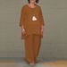Women's Clothing Cotton And Linen Fashion Casual Large Size Irregular Long Sleeved Suit Wide Leg Pants Two Piece Suit_ecoleips.com