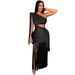Women's Clothing Fashion Sexy Casual One Shoulder Tassel Long Skirt Dress_ecoleips.com